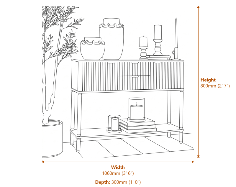 Side & Console Tables Dimensions Diagram