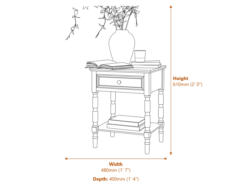 Side & Console Tables Dimensions Diagram