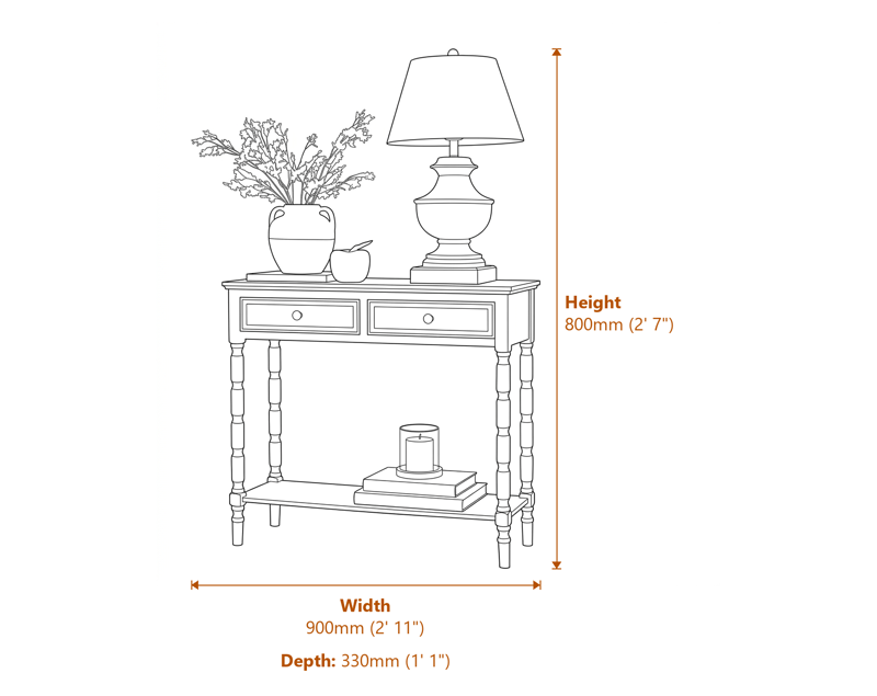 Side & Console Tables Dimensions Diagram