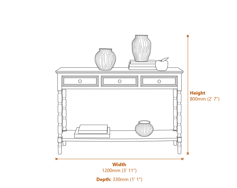 Side & Console Tables Dimensions Diagram