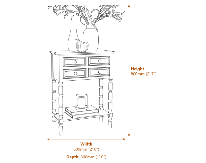 Side & Console Tables Dimensions Diagram