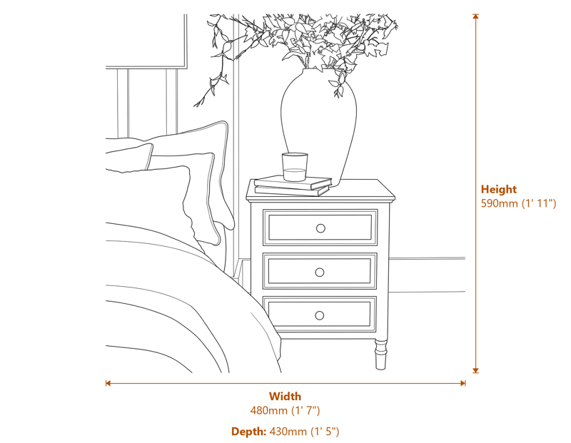 Side & Console Tables Dimensions Diagram
