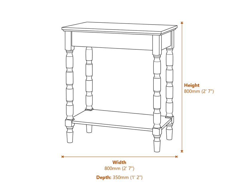 Side & Console Tables Dimensions Diagram