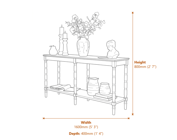 Contour Collection Large Console Dimensions Diagram