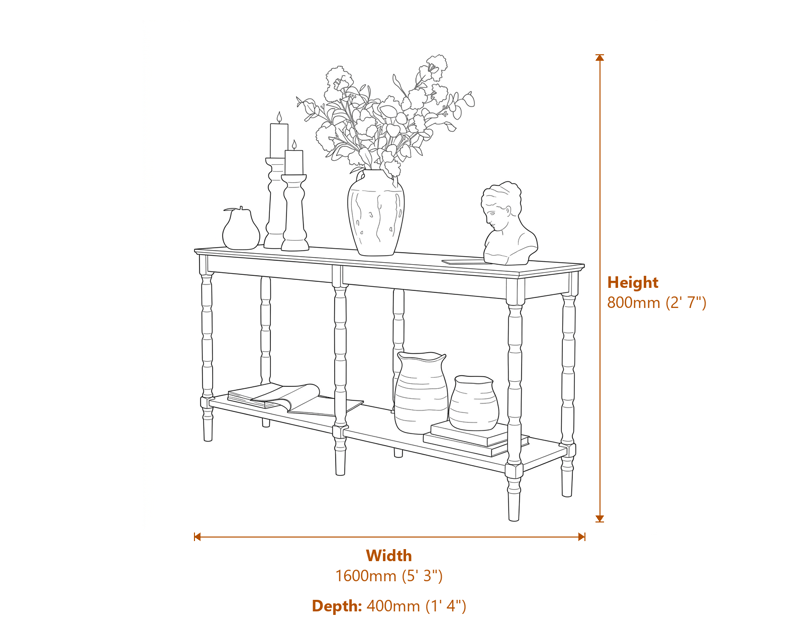 Side & Console Tables Dimensions Diagram