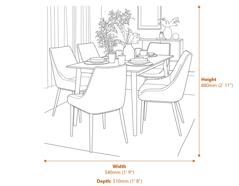 Dining Chairs Dimensions Diagram