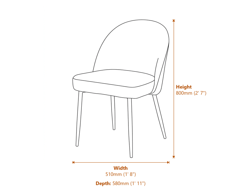 Dining Chairs Dimensions Diagram