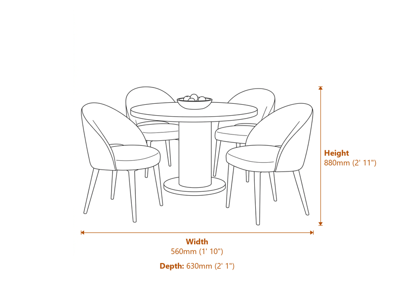 Dining Chairs Dimensions Diagram