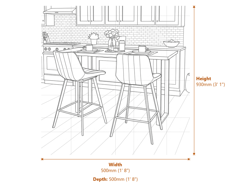 Bar Stools Dimensions Diagram