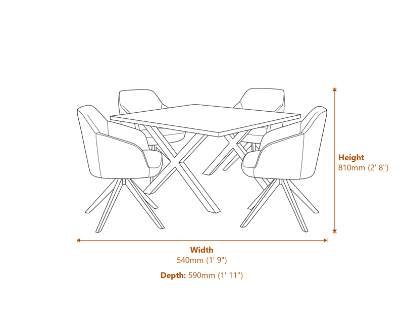 Dining Chairs Dimensions Diagram