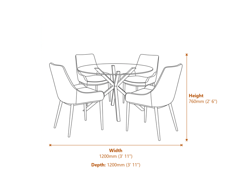 Dining Tables Dimensions Diagram
