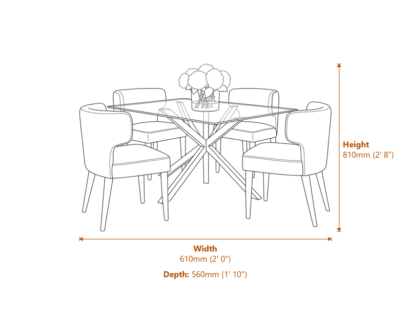 Dining Chairs Dimensions Diagram