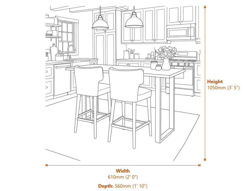 Bar Stools Dimensions Diagram
