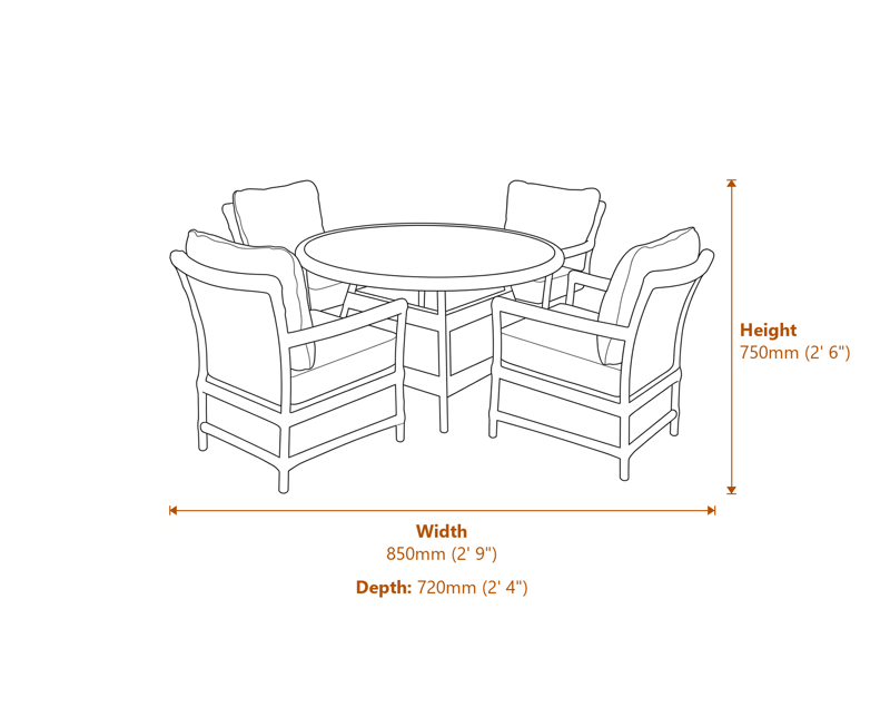 Armchairs Dimensions Diagram