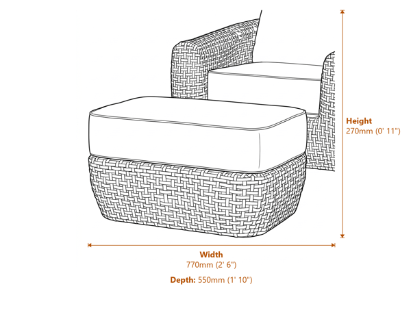 Bloom Collection Outdoor Footstool Dimensions Diagram