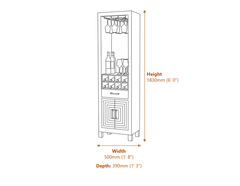 Display Cabinets Dimensions Diagram