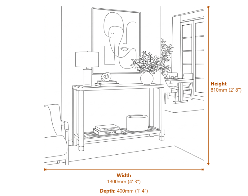 Side & Console Tables Dimensions Diagram