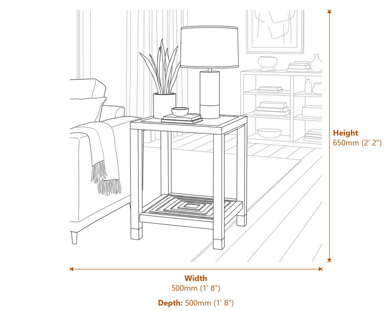 Side & Console Tables Dimensions Diagram