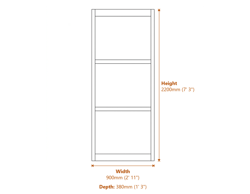 Bookcases & Shelving Dimensions Diagram