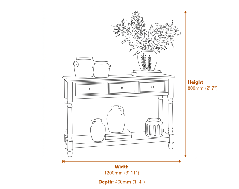 Side & Console Tables Dimensions Diagram