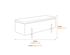 Lola Storage Ottoman Beige Velvet Brushed Gold Dimensions Diagram