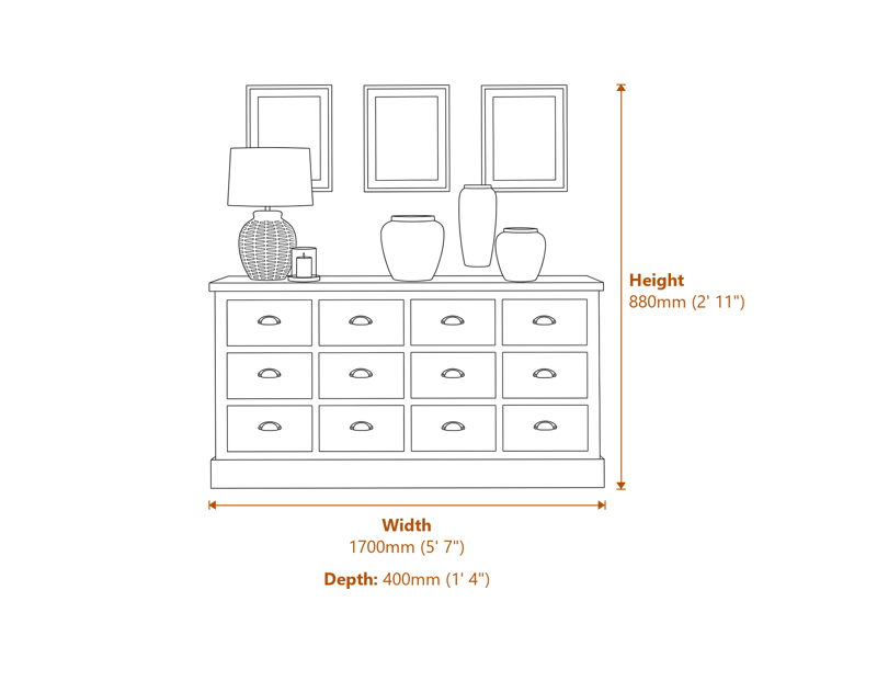 Chests of Drawers Dimensions Diagram