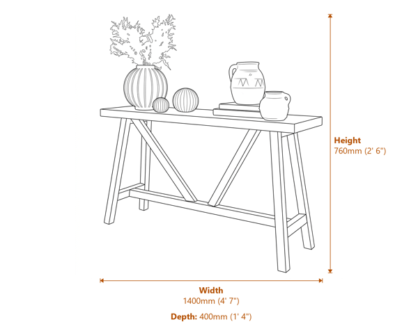 Haldon Collection Console Dimensions Diagram