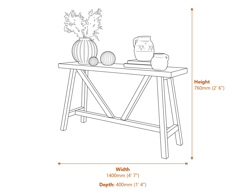 Side & Console Tables Dimensions Diagram