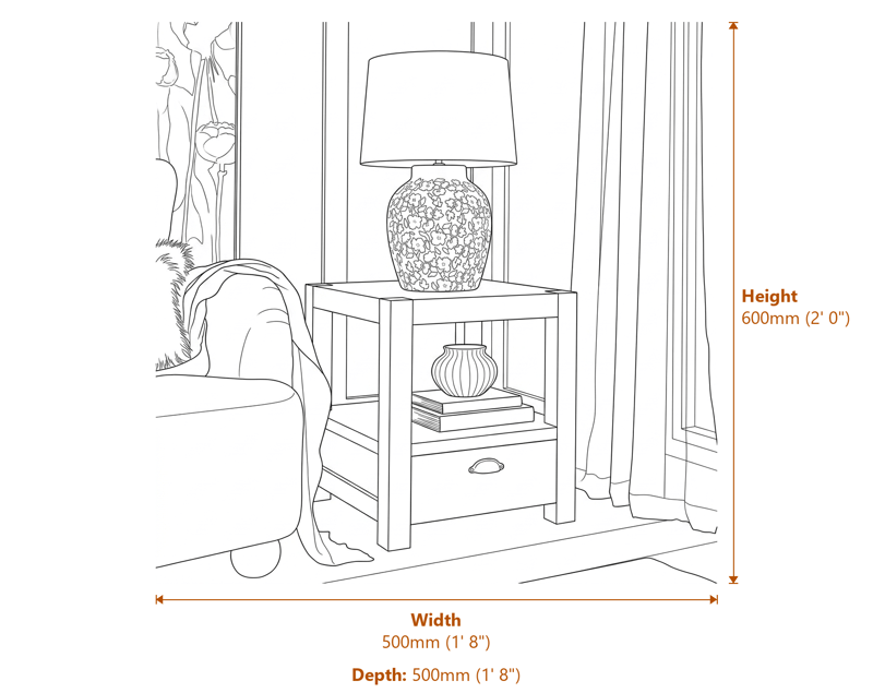 Side & Console Tables Dimensions Diagram