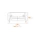 Felisa Two Seater Mink Velvet Sofa Dimensions Diagram