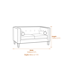 Felisa Two Seat Teal Blue Velvet Sofa Dimensions Diagram