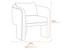 Ozzero Ivory Boucle Curved Armchair Dimensions Diagram