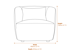 Bruge Textured Black Curved Chair Dimensions Diagram