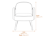 Hala Cream Velvet and Rattan Armchair Dimensions Diagram