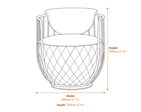 Hoxton Brown Leather Swivel Chair Dimensions Diagram
