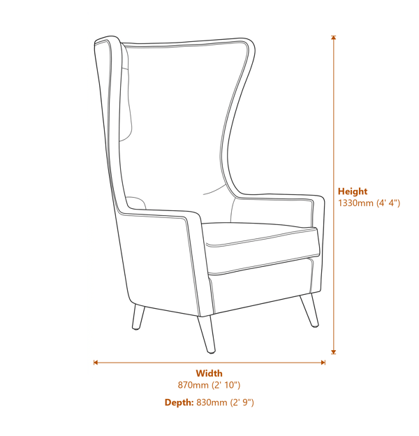 okCala Black Tufted Highback Chair Dimensions Diagram