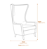 okCala Black Tufted Highback Chair Dimensions Diagram