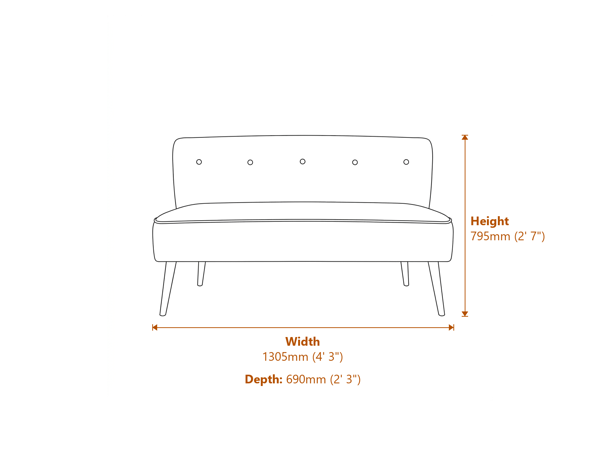 Beau 2 Seater Sofa Sand Blonde Wood Dimensions Diagram