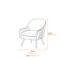 Louxor Mustard Velvet Armchair Dimensions Diagram