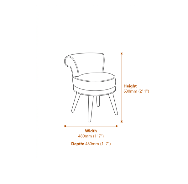 Kids Loretta Mink Velvet Chair Dimensions Diagram