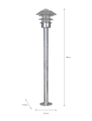 Towans Tall Garden Path Tower Light Silver Dimensions