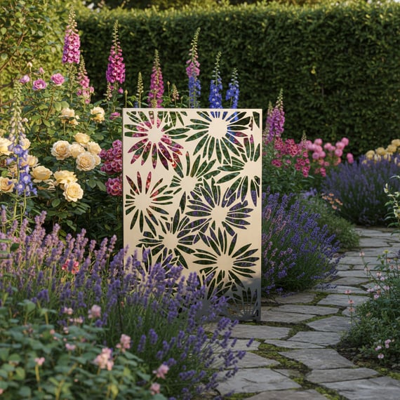 Daisy Steel Decorative Garden Screen 1.8m