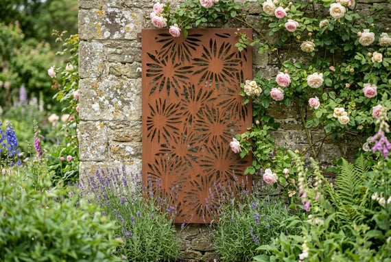 Daisy Steel Decorative Garden Screen 0.7m
