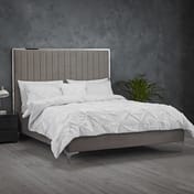 berkeley mink grey upholstered bed styled