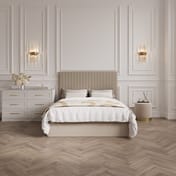 berlin beige ottoman bed tall headboard lifestyle angle