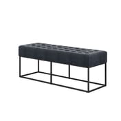boden steel grey upholstered bench angle