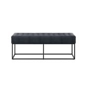 boden steel grey upholstered bench front