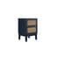 bordeaux blue rattan 2 drawer bedside angle