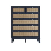 bordeaux blue rattan 4 2 drawer chest front