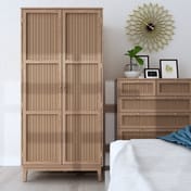 bordeaux oak rattan 2 door wardrobe room shot